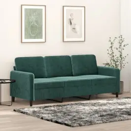 Trivietė Sofa, Tamsiai Žalios Spalvos, 180cm Aksomas