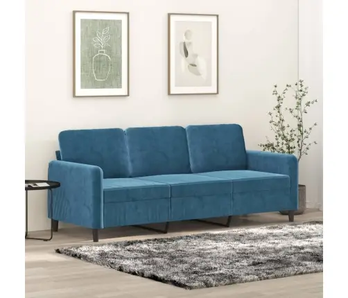 Trivietė Sofa, Mėlynos Spalvos, 180cm Aksomas