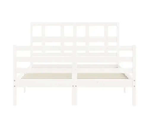 Voodiraam Peatsiga, Valge, 140 X 200 cm Täispuit