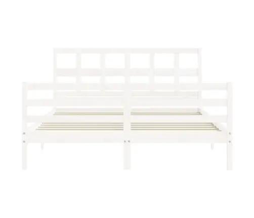 Gultas Rāmis Ar Galvgali, 160X200 Cm, Masīvkoks, Balts Vidaxl