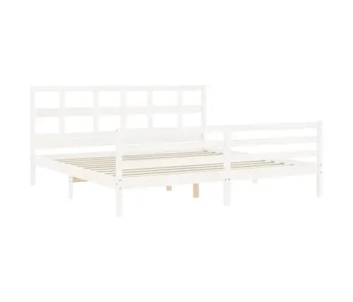 Gultas Rāmis Ar Galvgali, Super King Size, Masīvkoks, Balts Vidaxl