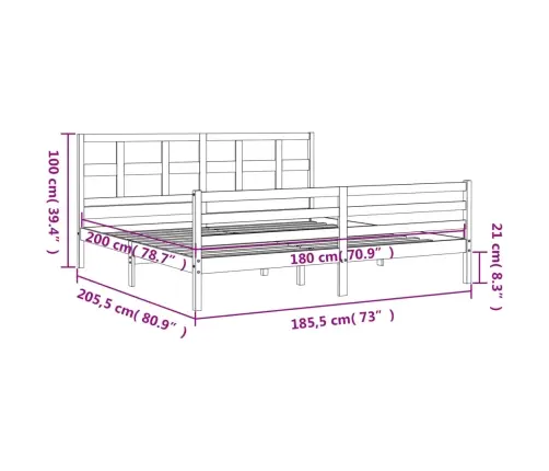 Gultas Rāmis Ar Galvgali, Super King Size, Masīvkoks, Balts Vidaxl