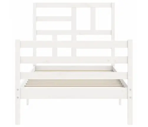 Lovos Rėmas Su Galvūgaliu, Baltas, Mediena, Mažas Vienvietis