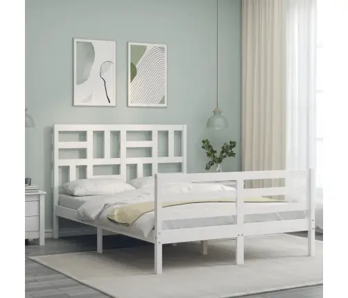 Voodiraam Peatsiga, Valge, Täispuit