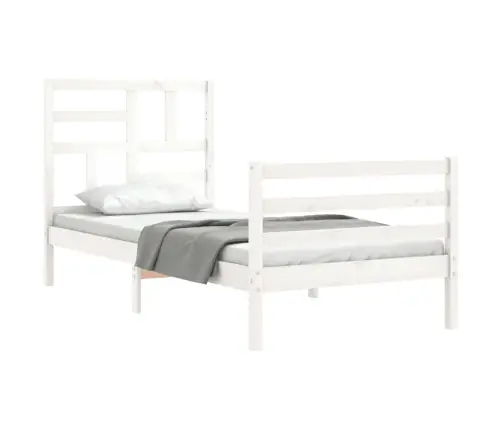 Voodiraam Peatsiga, Valge, 90 X 200 cm Täispuit