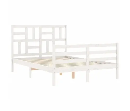 Voodiraam Peatsiga, Valge, 120 X 200 cm Täispuit