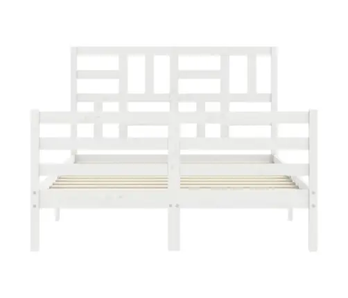 Voodiraam Peatsiga, Valge, 120 X 200 cm Täispuit