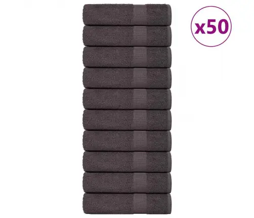 Roku Dvieļi 50 Gab. Antracīts 50X100 Cm 360 Gsm 100% Kokvilna Vidaxl