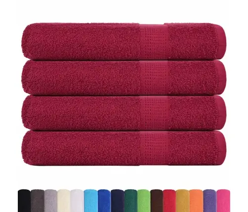 Dvieļi, 4 Gab., Vīnsarkani, 100X200 Cm, 360 Gsm, 100% Kokvilna Vidaxl