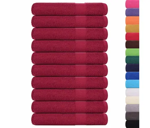 Dvieļi, 10 Gab., Vīnsarkani, 100X200 Cm, 360 Gsm, 100% Kokvilna Vidaxl