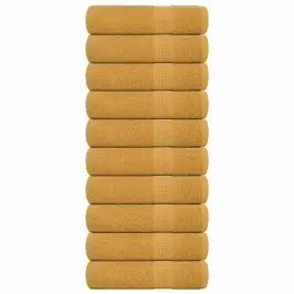 Roku Dvieļi 10 Gab. Zelts 50X100 Cm 360 Gsm 100% Kokvilna Vidaxl