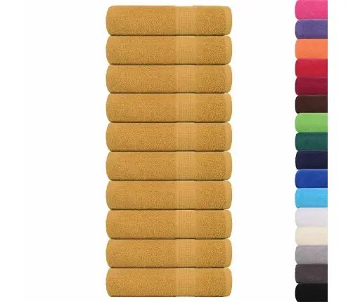 Roku Dvieļi 10 Gab. Zelts 50X100 Cm 360 Gsm 100% Kokvilna Vidaxl