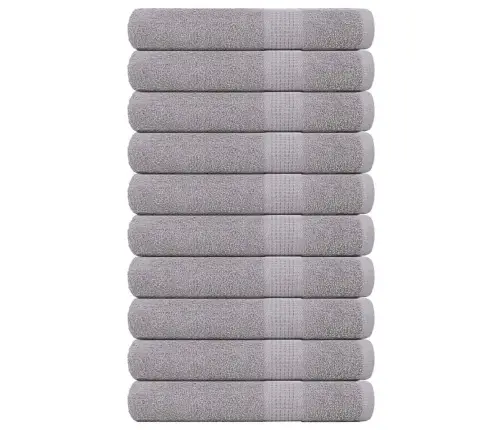 Dvieļi, 10 Gab., Pelēki, 100X200 Cm, 360 Gsm, 100% Kokvilna Vidaxl