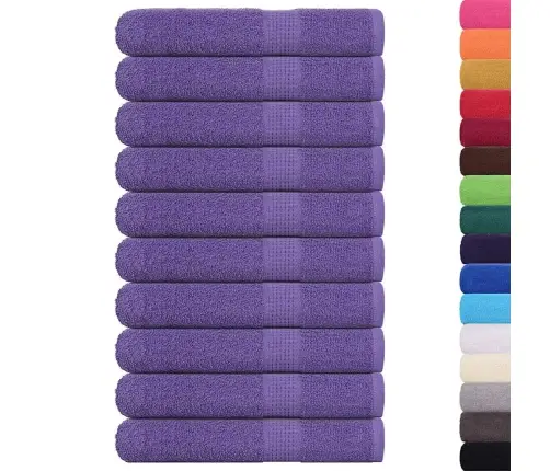 Pirts Dvieļi, 10 Gab., Violeti, 80X200Cm, 360Gsm, 100% Kokvilna Vidaxl