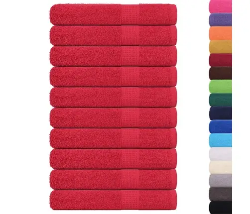 Pirts Dvieļi, 10 Gab., Sarkani, 80X200Cm, 360Gsm, 100% Kokvilna Vidaxl