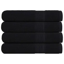 Rankšluosčiai, 4Vnt., Juodi, 100X200 cm Medvilnė, 360G/M²