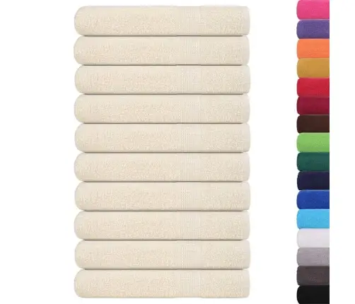 Pirts Dvieļi, 10 Gab., Krēmkrāsa, 80X200 Cm, 100% Kokvilna Vidaxl