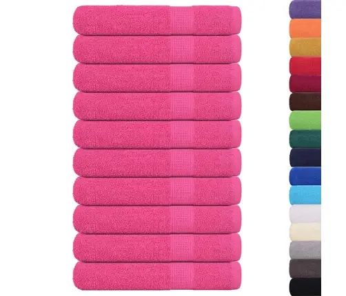 Pirts Dvieļi, 10 Gab., Rozā, 80X200 Cm, 360 Gsm, 100% Kokvilna Vidaxl