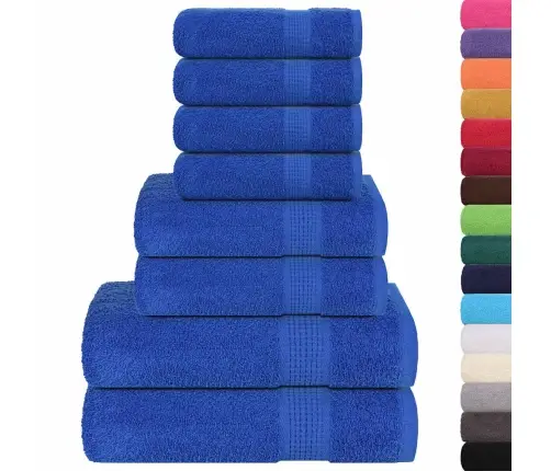 8 Gabalu Dvieļu Komplekts Zils 360 Gsm 100% Kokvilna Vidaxl