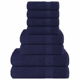 Dvieļu Komplekts, 8 Gab., Tumši Zils, 360 Gsm, 100% Kokvilna Vidaxl