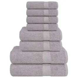 Dvieļu Komplekts, 8 Gab., Pelēks, 360 Gsm, 100% Kokvilna Vidaxl