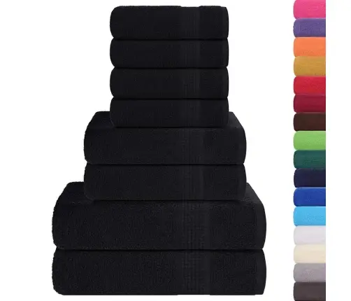 Dvieļu Komplekts, 8 Gab., Melns, 360 Gsm, 100% Kokvilna Vidaxl