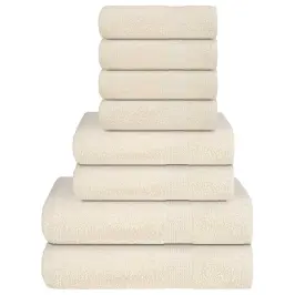 Dvieļu Komplekts, 8 Gab., Krēmkrāsas, 360 Gsm, 100% Kokvilna Vidaxl