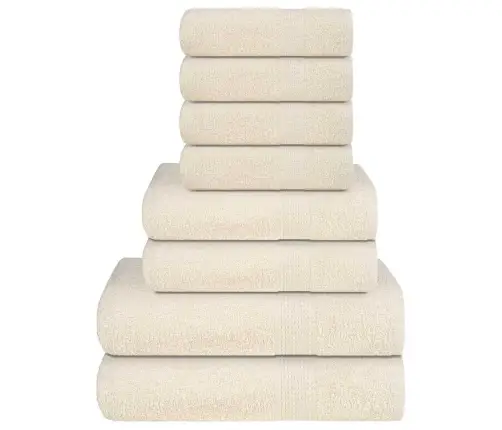 Dvieļu Komplekts, 8 Gab., Krēmkrāsas, 360 Gsm, 100% Kokvilna Vidaxl