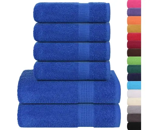 6 Gabalu Dvieļu Komplekts Zils 360 Gsm 100% Kokvilna Vidaxl