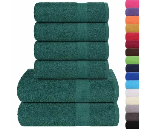 Dvieļu Komplekts, 6 Gab., Zaļš, 360 Gsm, 100% Kokvilna Vidaxl