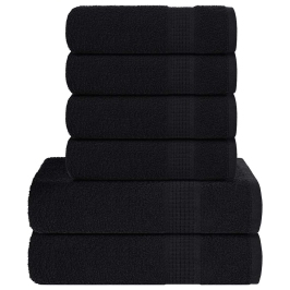 Rankšluosčių Rinkinys, 6Vnt., Juodi, 100% Medvilnė, 600G/M²