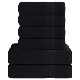 6-Osaline Rätikute Komplekt, Must, 360 Gsm 100% Puuvill