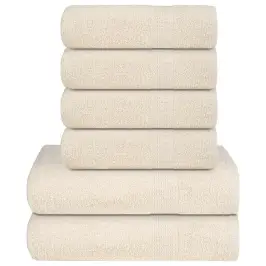 Dvieļu Komplekts, 6 Gab., Krēmkrāsas, 360 Gsm, 100% Kokvilna Vidaxl