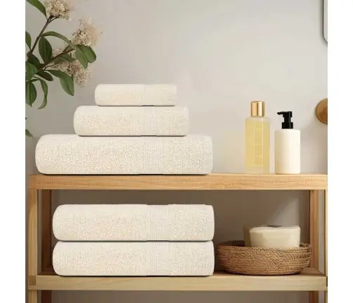 Dvieļu Komplekts, 6 Gab., Krēmkrāsas, 360 Gsm, 100% Kokvilna Vidaxl