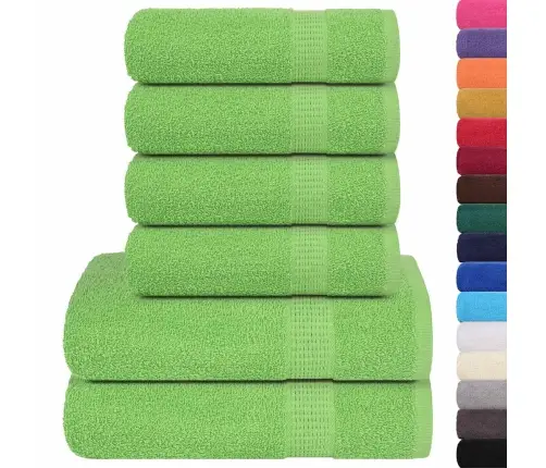 Dvieļu Komplekts, 6 Gab., Dzeltenzaļs, 360 Gsm, 100% Kokvilna Vidaxl