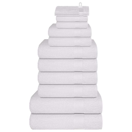 Rankšluosčių Rinkinys, 12Vnt., Balti, 100% Medvilnė, 360G/M²