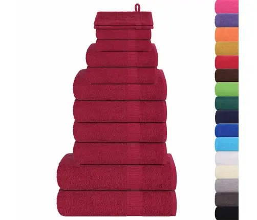 Dvieļu Komplekts, 12 Gab., Bordo, 360 Gsm, 100% Kokvilna Vidaxl Dvieļu Komplekts, 12 Gab., Bordo, 360 Gsm, 100% Kokvilna Vidaxl