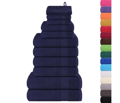 Rankšluosčių Rinkinys, 12Vnt., Mėlyni, 100% Medvilnė, 360G/M²