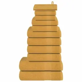 Dvieļu Komplekts, 12 Gab., Zelta Krāsā, 360 Gsm, 100% Kokvilna Vidaxl
