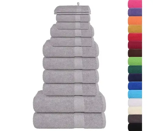 Dvieļu Komplekts, 12 Gab., Pelēks, 360 Gsm, 100% Kokvilna Vidaxl Dvieļu Komplekts, 12 Gab., Pelēks, 360 Gsm, 100% Kokvilna Vidaxl