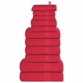 Rankšluosčių Rinkinys, 12Vnt., Raudoni, 100% Medvilnė, 360G/M²