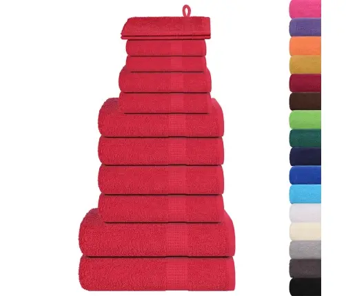 Rankšluosčių Rinkinys, 12Vnt., Raudoni, 100% Medvilnė, 360G/M² Rankšluosčių Rinkinys, 12Vnt., Raudoni, 100% Medvilnė, 360G/M²