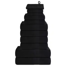 Rankšluosčių Rinkinys, 12Vnt., Juodi, 100% Medvilnė, 360G/M²