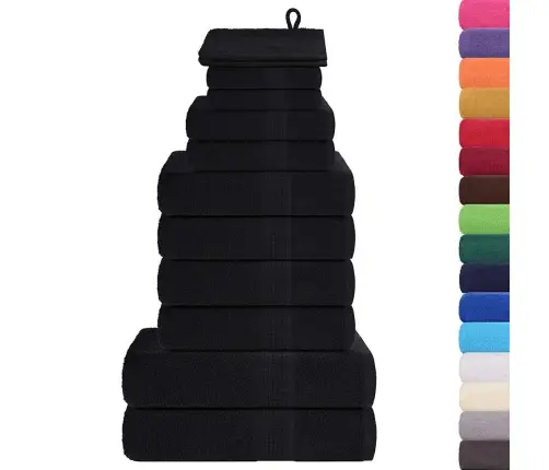 Dvieļu Komplekts, 12 Gab., Melns, 360 Gsm, 100% Kokvilna Vidaxl