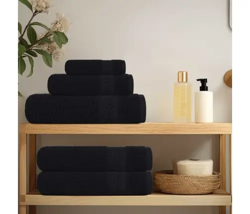 Dvieļu Komplekts, 12 Gab., Melns, 360 Gsm, 100% Kokvilna Vidaxl