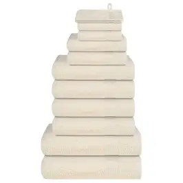 Dvieļu Komplekts, 12 Gab., Krēmkrāsas, 360 Gsm, 100% Kokvilna Vidaxl