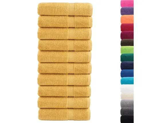 Dušas Dvieļi Solund, 10 Gab., Zelta Krāsā, 70X140 Cm, 600 Gsm Vidaxl