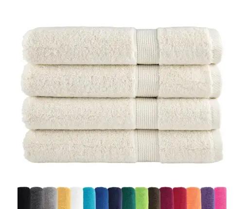 Pirties Rankšluosčiai Solund, 4Vnt., Kreminiai 80X200Cm 600G/M²