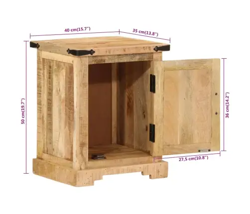 Naktinė Spintelė, 40X35X50cm Mango Medienos Masyvas