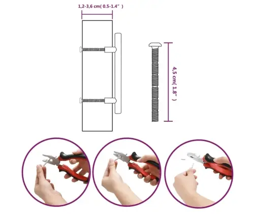 Spintelės Rankenėlės, 20Vnt., Juodos, Nerūdijantis Plienas